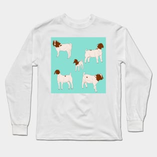 Boer Goats Pattern Seafoam Long Sleeve T-Shirt